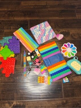 Huge Fidget Toy Lot Pop It Sensory Bundle Bubble Popper Spinners Simple Dimple